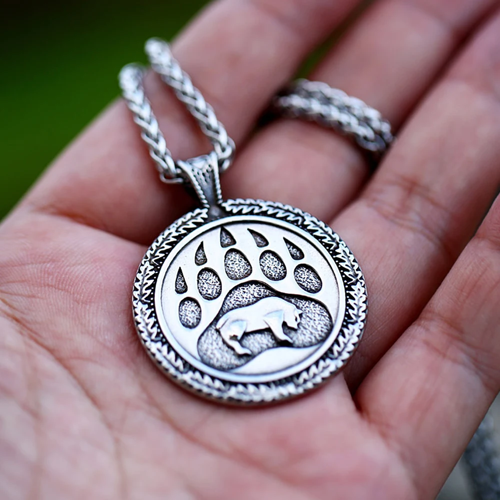 Vintage Viking Bear Necklace Punk Stainless Steel Nordic Bear Paw Pendant For Men Animal Amulet Jewelry Gifts Dropshipping
Vintage Viking Bear Necklace Punk Stainless Steel Nordic Bear Paw Pendant For Men Animal Amulet Jewelry Gifts Dropshipping