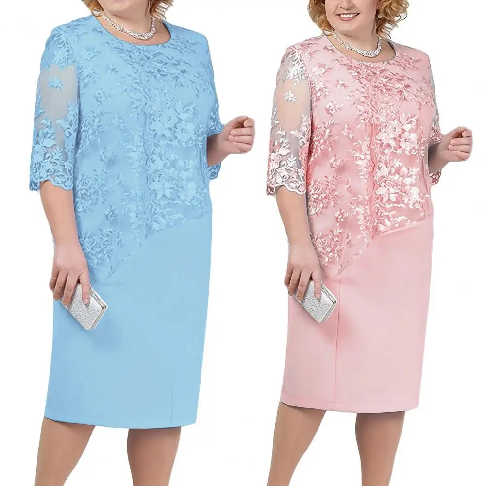 Middle Sleeves Dress Stunning Prom Dress Elegant O-neck Embroidery Lace Floral Patchwork Fake Two-piece Dress Wedding
Middle Sleeves Dress Stunning Prom Dress Elegant O-neck Embroidery Lace Floral Patchwork Fake Two-piece Dress Wedding
