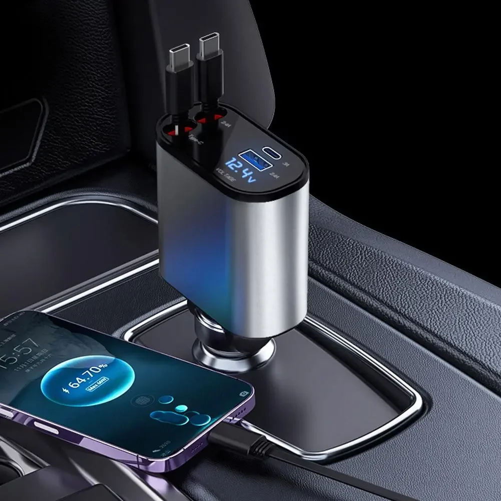Выдвижное автомобильное зарядное устройство 4 в 1, 100 Вт, кабель USB Type-C для IPhone, Huawei, Samsung, шнур для быстрой зарядки, адаптер для прикуривателя X4W3
Выдвижное автомобильное зарядное устройство 4 в 1, 100 Вт, кабель USB Type-C для IPhone, Huawei, Samsung, шнур для быстрой зарядки, адаптер для прикуривателя X4W3