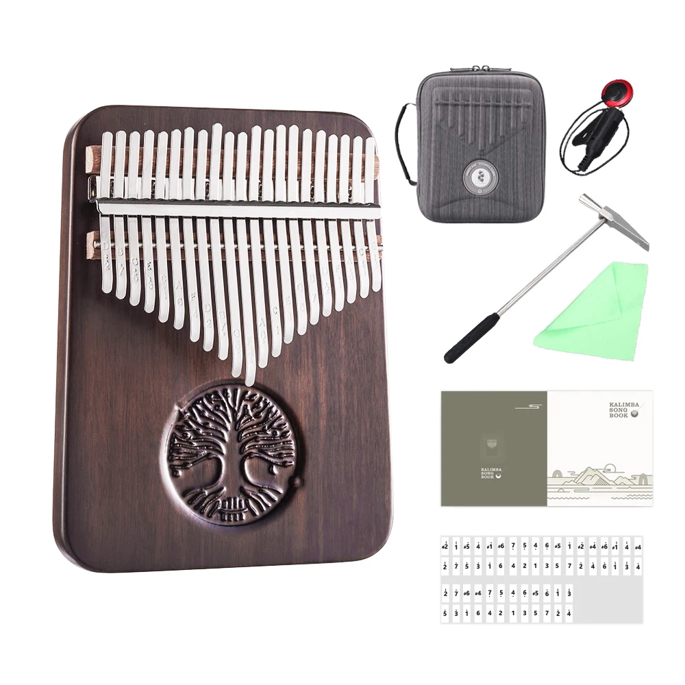 

Hluru Professional Kalimba Flatboard 21 Keys Black Walnut Thumb Piano Wood Full Solid Kalimba Musical Instrument Mbira