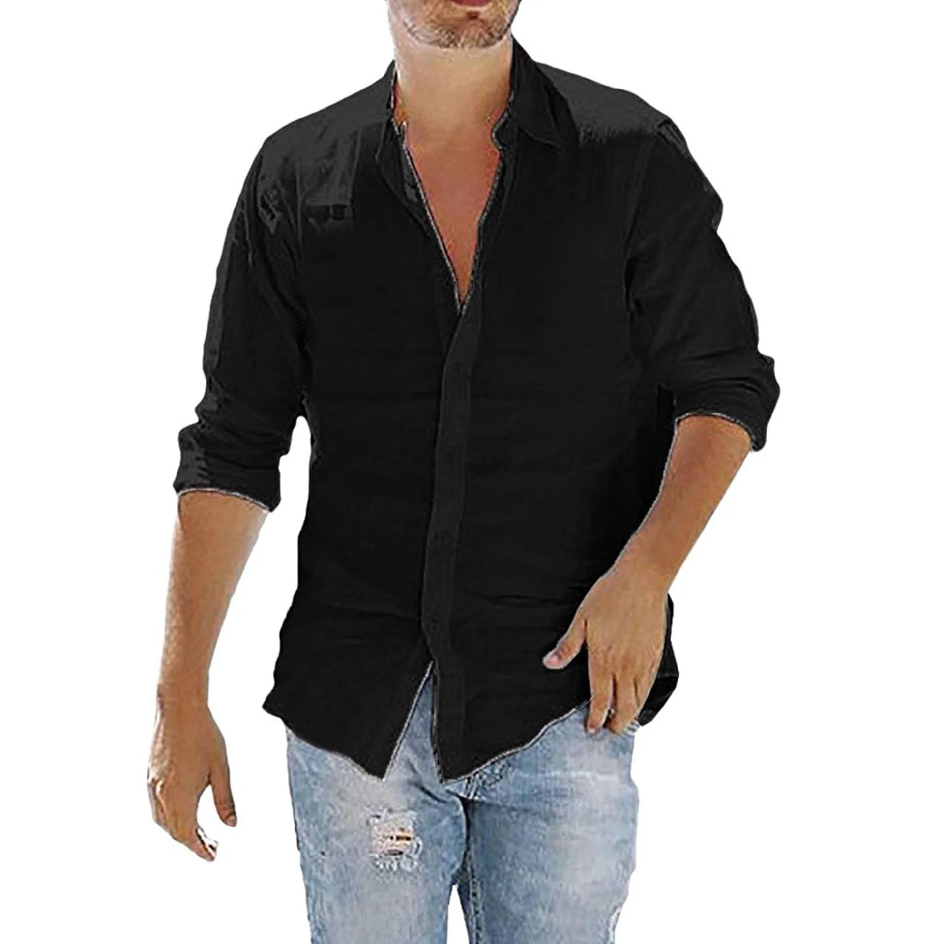 2022 European And American Men's Shirts Solid Color Loose Men's Long-sleeved Shirts Men's Long Shirts
2022 European And American Men's Shirts Solid Color Loose Men's Long-sleeved Shirts Men's Long Shirts