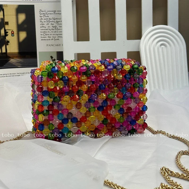 Handmade Colorful Sweet Makeup Cute Bag Box Women's Hollow Out Crossbody Handbag Long Metal Chain Designer Party Lunch Bags
Handmade Colorful Sweet Makeup Cute Bag Box Women's Hollow Out Crossbody Handbag Long Metal Chain Designer Party Lunch Bags