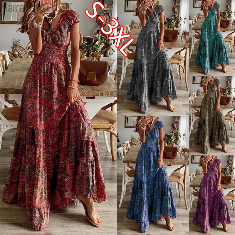 Vintage Long Dresses Women Summer Floral Print Bohemian Beach Sundress Woman Retro V Neck Boho Big Swing Party Maxi Dresses New
Vintage Long Dresses Women Summer Floral Print Bohemian Beach Sundress Woman Retro V Neck Boho Big Swing Party Maxi Dresses New