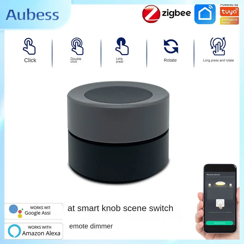 

New Tuya ZigBee Smart Knob Switch Wireless Scene Switch Button Controller Battery Powered Automation Scenario Smart Life App