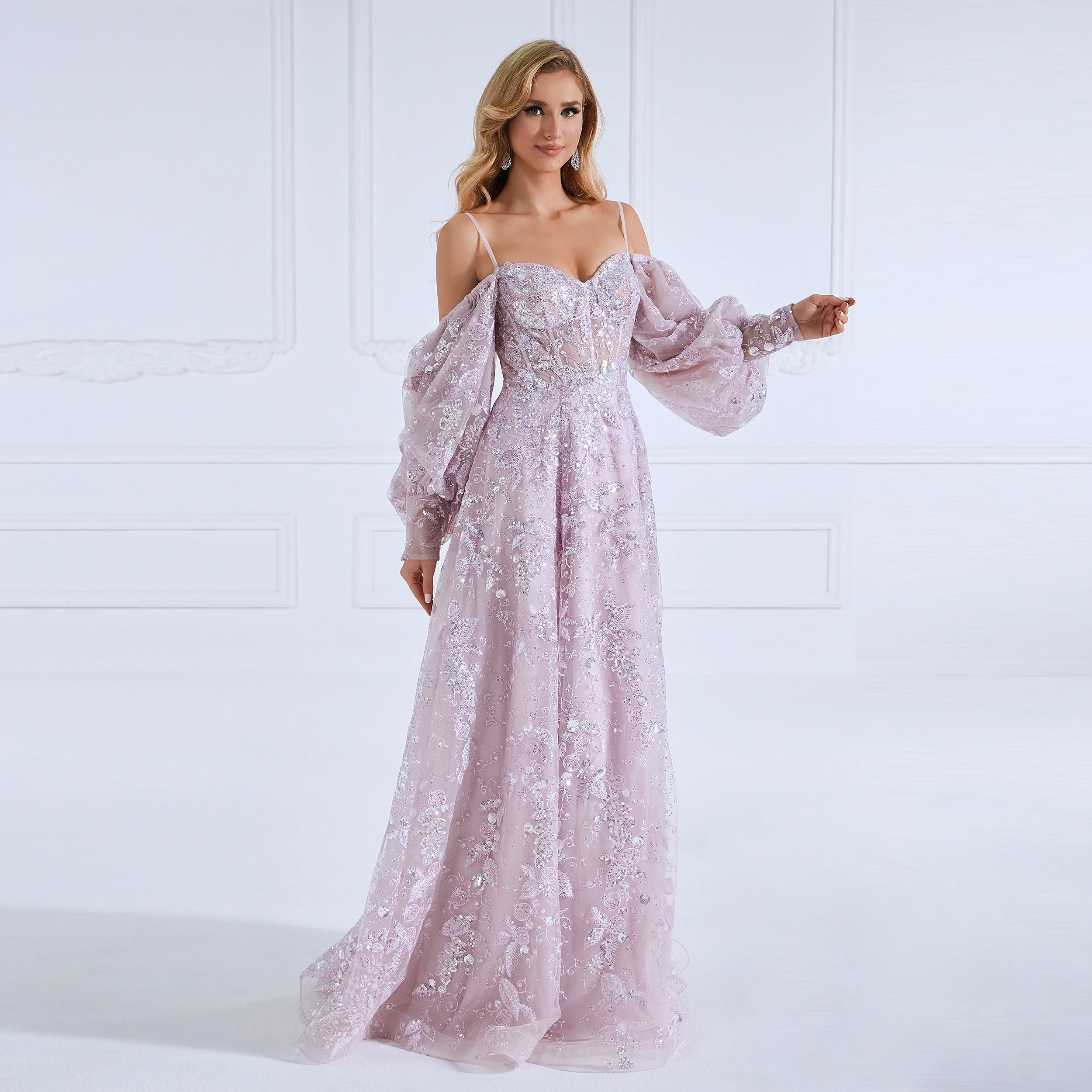 Elegant Sequin Embroidery Pattern Long Sleeves Prom Gown A-Line Princess Floor-Length Dress YEWEN #0330
Elegant Sequin Embroidery Pattern Long Sleeves Prom Gown A-Line Princess Floor-Length Dress YEWEN #0330
