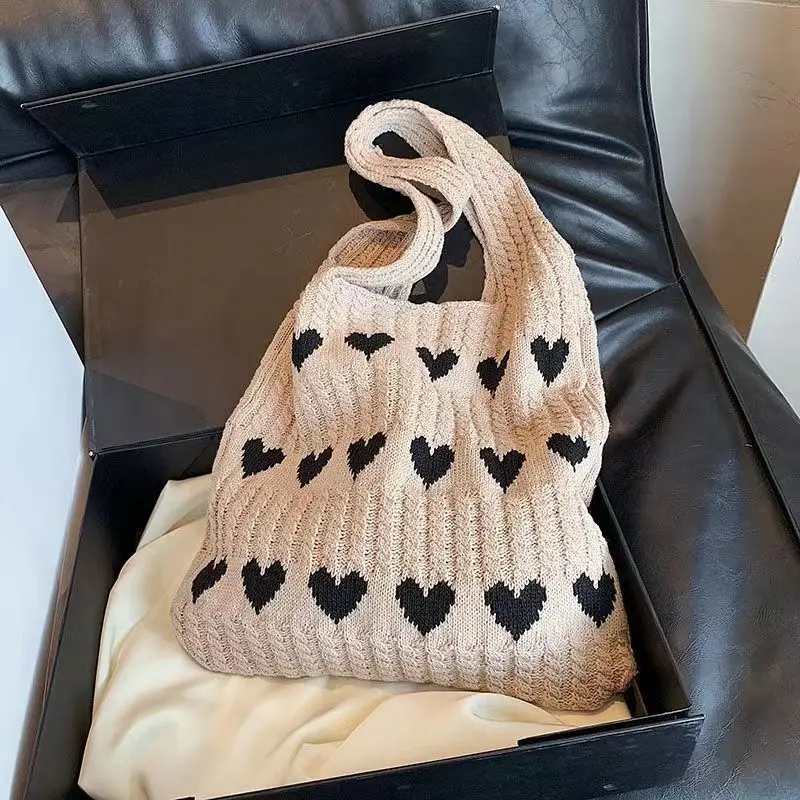 Dopamine-Korean Hand-knitted Wool Underarm Bag for Women Love Shoulder Tote Bag New Fashion All-in-one Style 2024
Dopamine-Korean Hand-knitted Wool Underarm Bag for Women Love Shoulder Tote Bag New Fashion All-in-one Style 2024