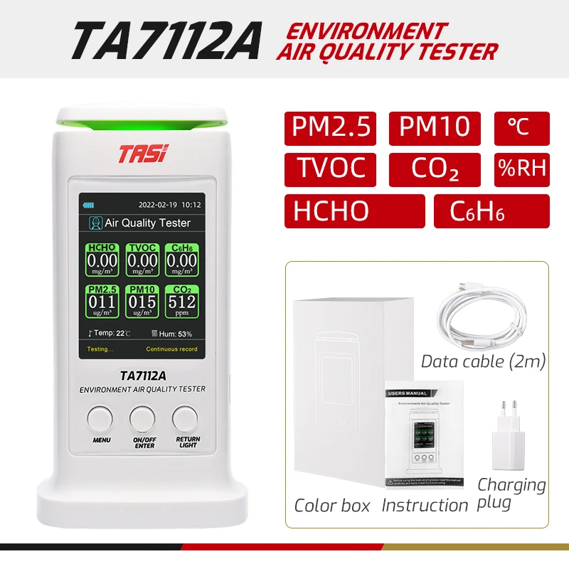 Digital Gas Detector CO2 ℃ %RH TVOC HCHO C6H6 PM2.5 WIFI Sound and Light Alarm Environment Air Quality Tester
Digital Gas Detector CO2 ℃ %RH TVOC HCHO C6H6 PM2.5 WIFI Sound and Light Alarm Environment Air Quality Tester