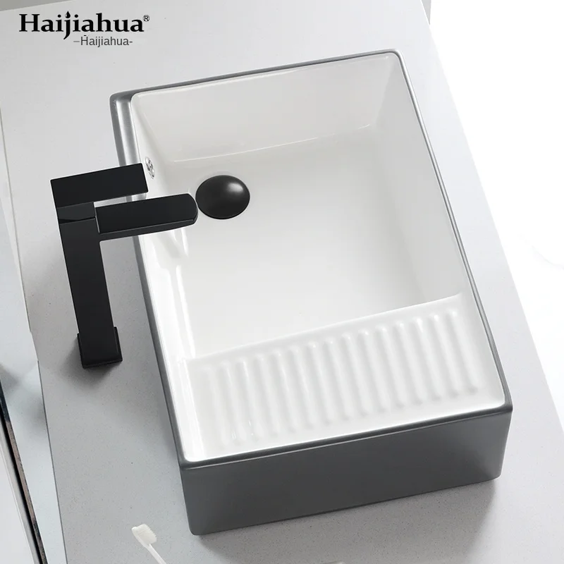 

ZL Table Basin with Washboard Laundry Basin Integrated Balcony Ceramic Washbasin Inter-Platform Basin