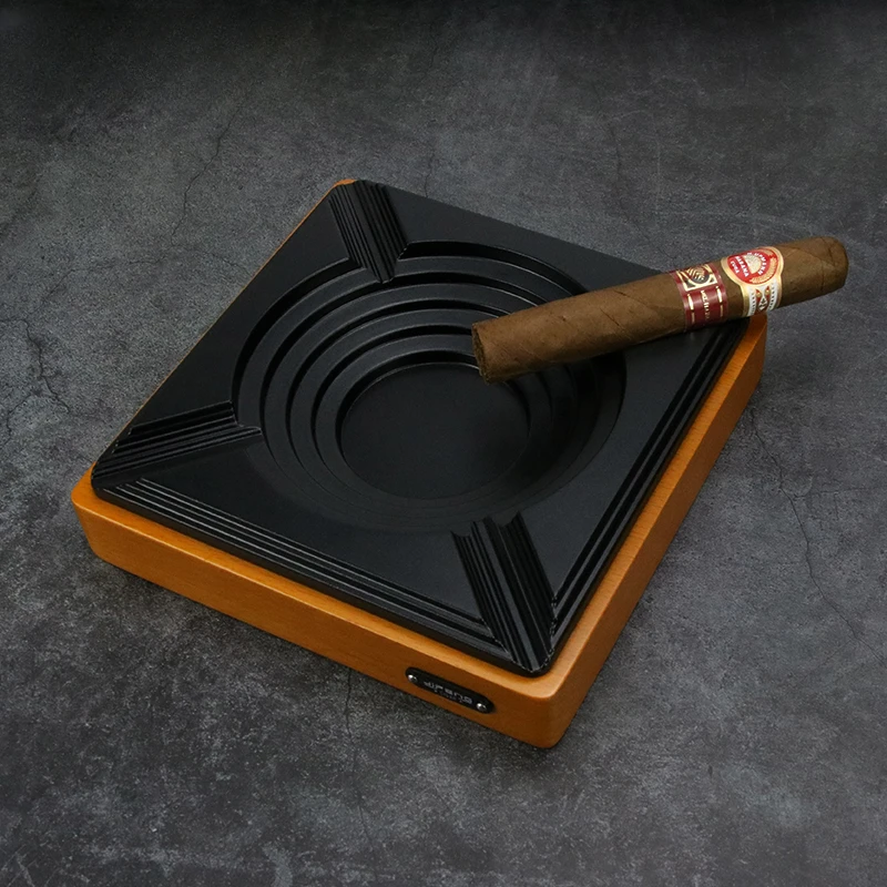 

Black Wood Cigar Ashtray Genuine Home Living Room Cool Quality Cigar Cylinder 4 slot Creative Wood Material Smoke Extinguisher