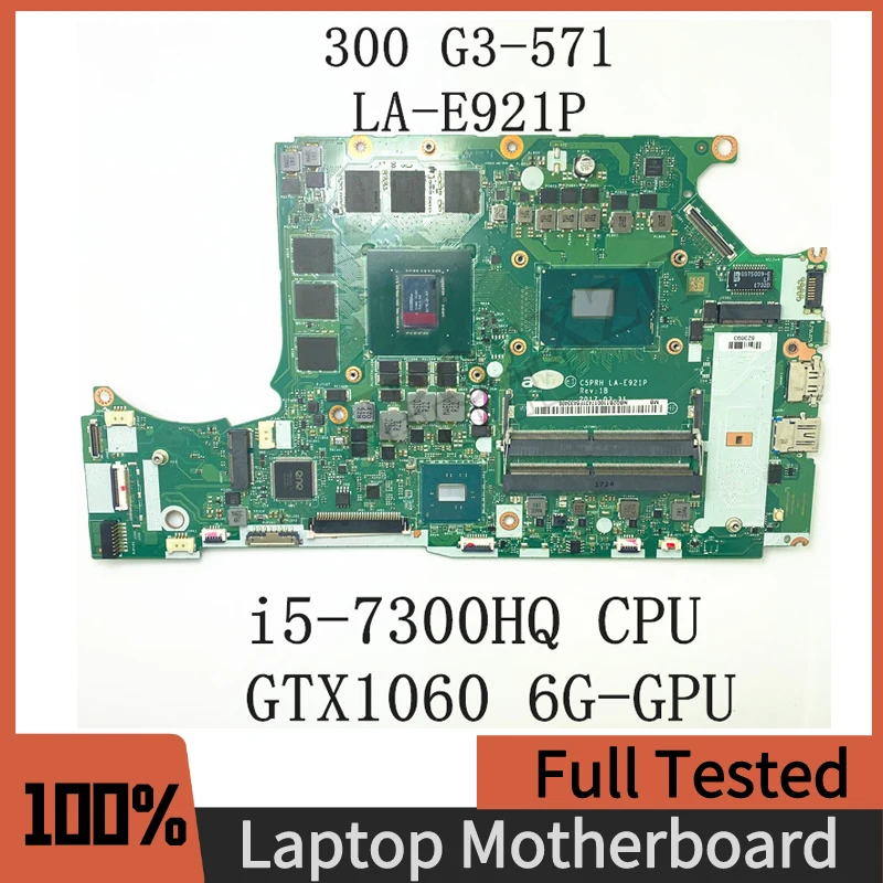 

NBQ2B11002 NB.Q2B11.002 For Acer Predator Helios 300 G3-571 Laptop Motherboard C5PRH LA-E921P With i5-7300HQ GTX1060 6G 100%Test