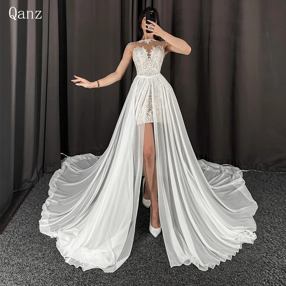 Qanz Vintage High Neck Chiffon Wedding Dress Detachable Train Boho Vestidos Para Mujer Elegant Applique Beach Split Bridal Gowns
Qanz Vintage High Neck Chiffon Wedding Dress Detachable Train Boho Vestidos Para Mujer Elegant Applique Beach Split Bridal Gowns
