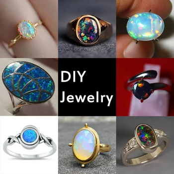 실험실용 오팔 보석 타원형 계란 모양, 반지 보석 제작용, 오팔 플랫백 카보숑 비즈 스톤, 다크 블루 파이어 컬러, 7x9mm 상품 이미지