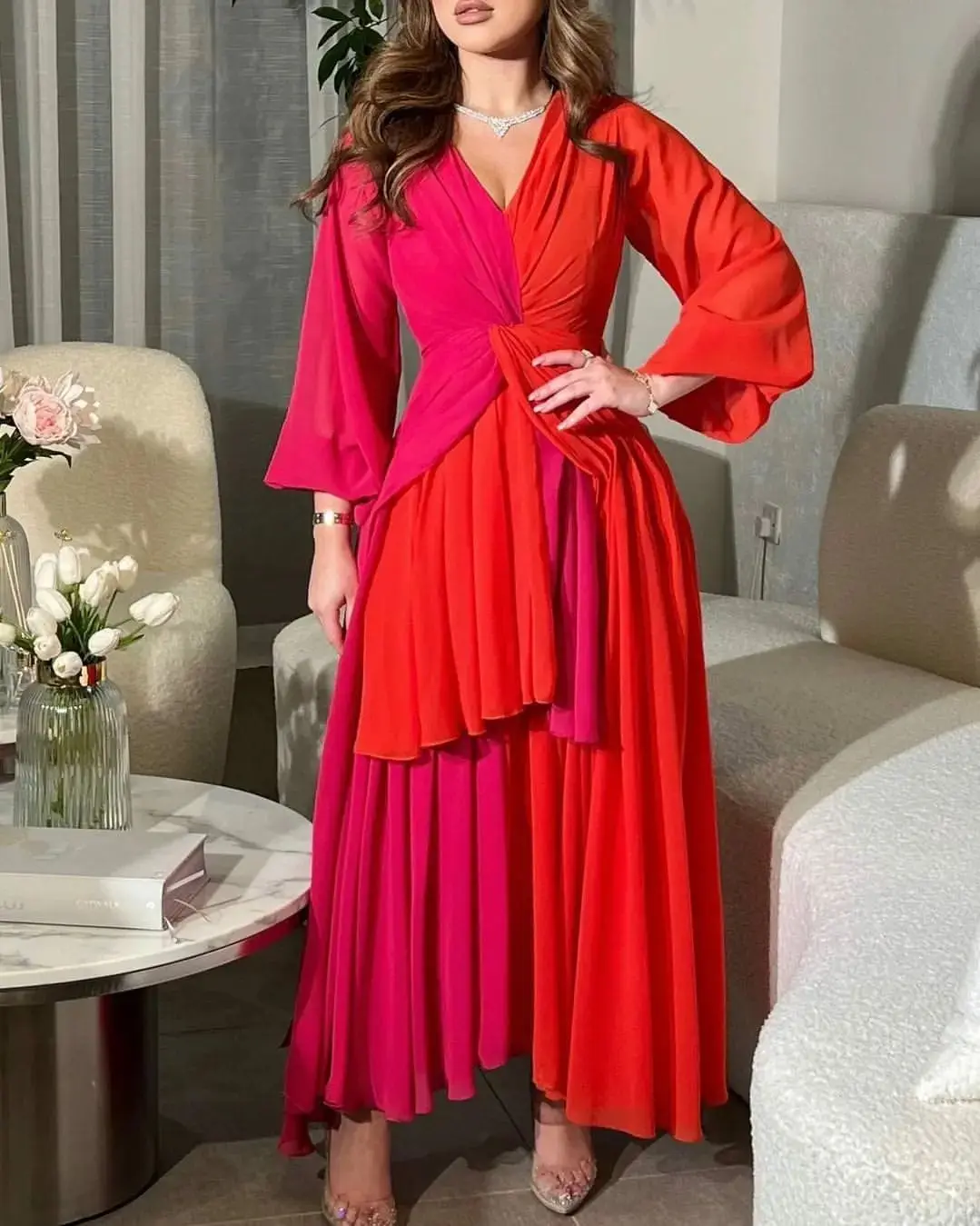 VD Real Image Contrast Color Dubai Women Saudi Arabia Prom Dresses 2023 Long Sleeves V Neck Evening Party Formal Occasion Gowns
VD Real Image Contrast Color Dubai Women Saudi Arabia Prom Dresses 2023 Long Sleeves V Neck Evening Party Formal Occasion Gowns