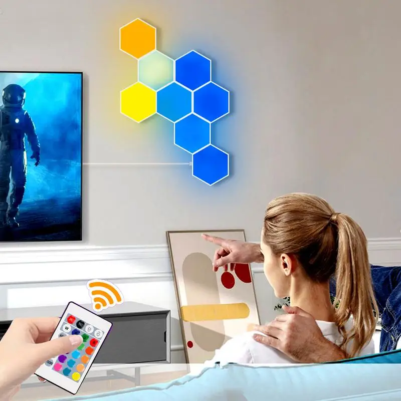 

Hexagon Lighting Hexagonal Modular Light Touch-Sensitive Remote Control USB-Powered Colorful Funny Hexagon Wall Lights Bedroom