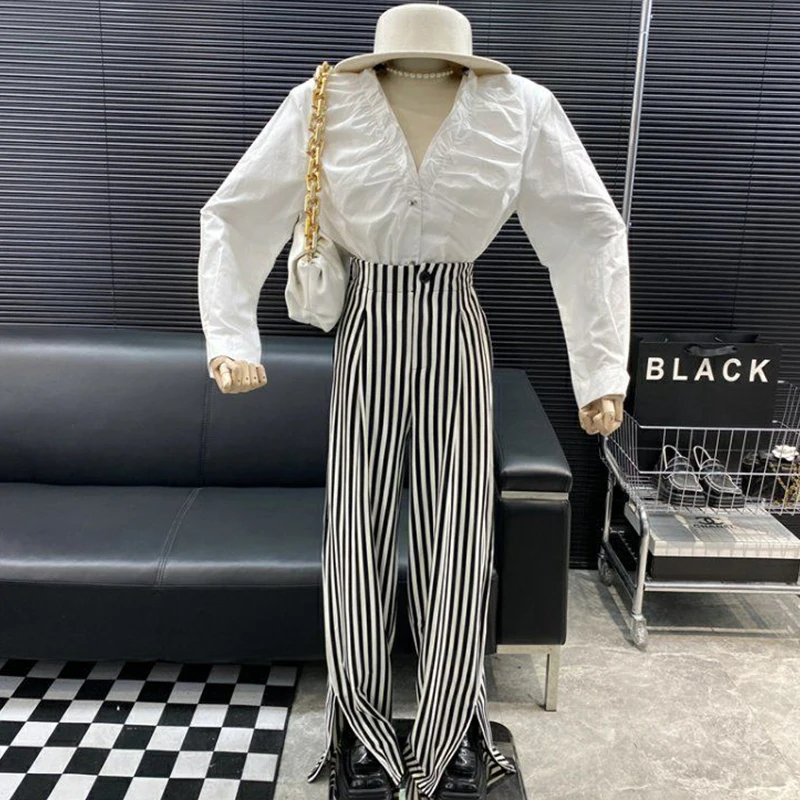 High-Waisted TrousersVertical Straight-Leg TrousersSlit Wide-Leg TrousersBlack And White Striped TrousersBritish Women's Trouser
High-Waisted TrousersVertical Straight-Leg TrousersSlit Wide-Leg TrousersBlack And White Striped TrousersBritish Women's Trouser