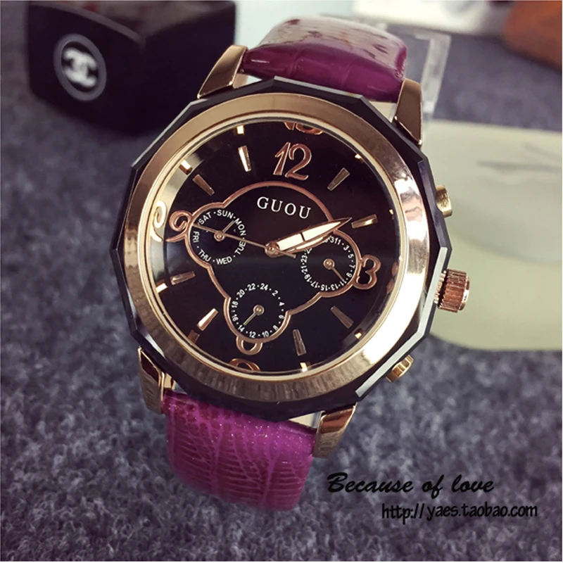GUOU Luxury Women watches Genuine Leather Dress Watch 3 dials design Analog Japan Movement Ladies watch relojes relogio feminino
GUOU Luxury Women watches Genuine Leather Dress Watch 3 dials design Analog Japan Movement Ladies watch relojes relogio feminino