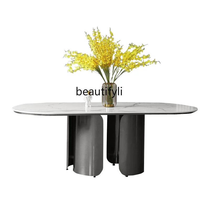Italian Mild Luxury Marble Dining Table Simple Modern Negotiation Table Stone Plate Rectangular Dining Table 
Italian Mild Luxury Marble Dining Table Simple Modern Negotiation Table Stone Plate Rectangular Dining Table