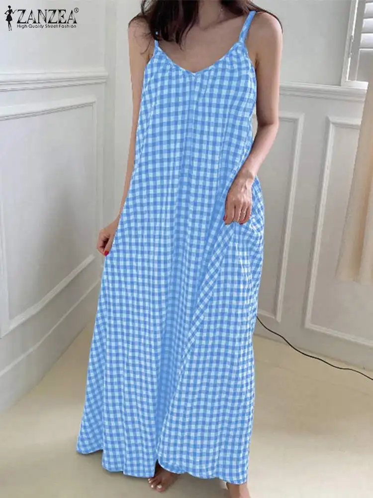 2023 ZANZEA Summer Casual Sundress Fashion Beach Grid Printed Dress Woman Plaid Party Tank Vestidos Sleeveless V-Neck Strap Robe
2023 ZANZEA Summer Casual Sundress Fashion Beach Grid Printed Dress Woman Plaid Party Tank Vestidos Sleeveless V-Neck Strap Robe