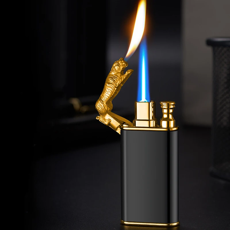

Gas Lighter Windproof Unusual Funny Jet Turbo Butane Metal Blue Flame Cigar Lighters Gadgets For Men Gift Smoking Accessories