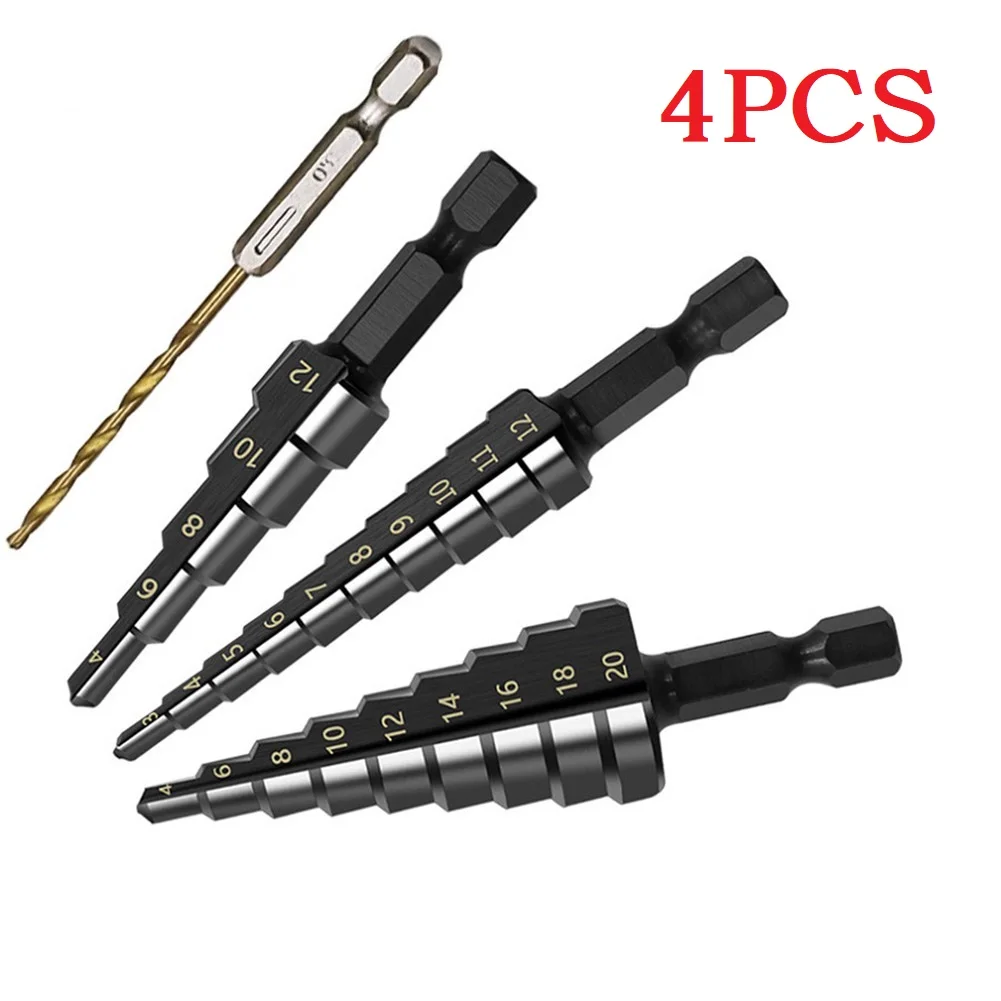Step Drill Bits 3-20mm Black Straight Groove HSS Steel 3mm Hex Handle Drill Set Nitrogen Coated Hole Cutter Cone Drilling Tools
Step Drill Bits 3-20mm Black Straight Groove HSS Steel 3mm Hex Handle Drill Set Nitrogen Coated Hole Cutter Cone Drilling Tools