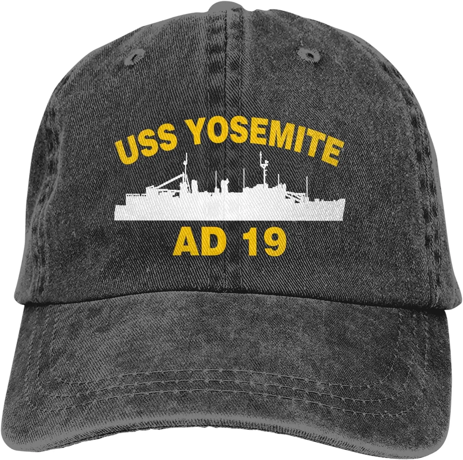 

USS Yosemite AD 19 винтажная шапка-сэндвич, бейсболки, джинсовые шапки, ковбойские