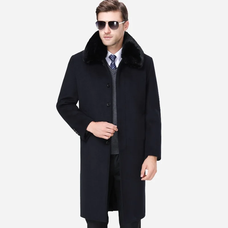 Autumn Winter Coat Men's Thick Plush Long Rex Rabbit Fur Collar Cashmere Coats for Men 65% Wool Single Breasted Mens Jacket FCY
Autumn Winter Coat Men's Thick Plush Long Rex Rabbit Fur Collar Cashmere Coats for Men 65% Wool Single Breasted Mens Jacket FCY
