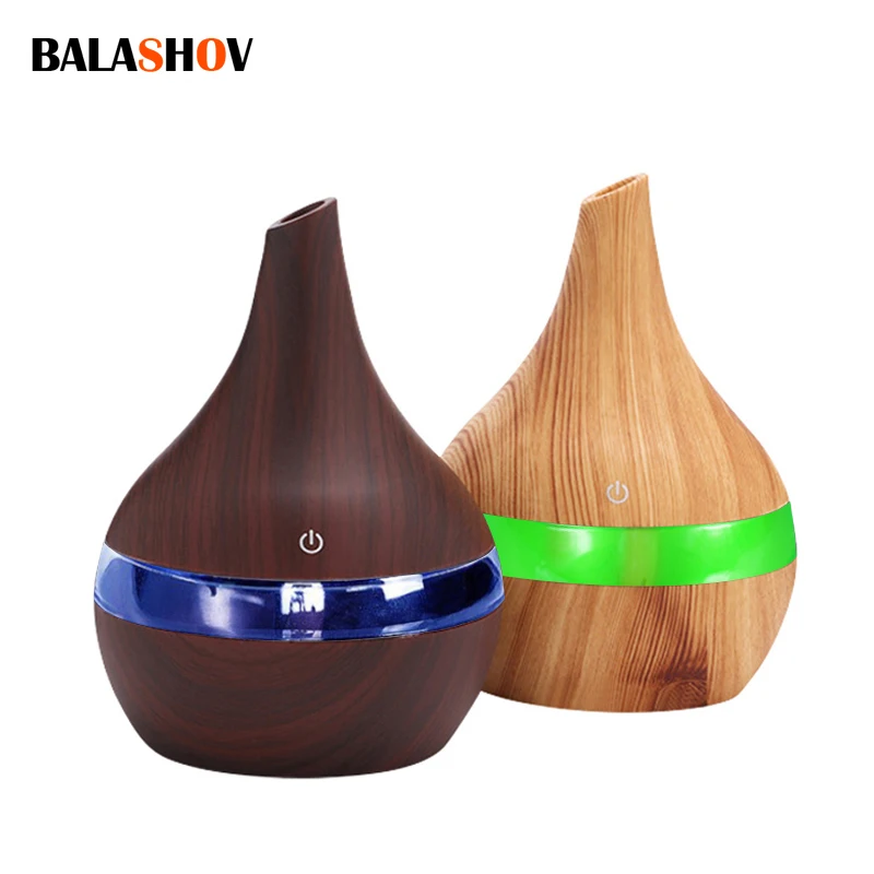 

Mini Ultrasonic Air Humidifiers 300ML USB Electric Aroma Diffuser Mist Wood Grain Oil Aromatherapy 7 Color Light For Home Office