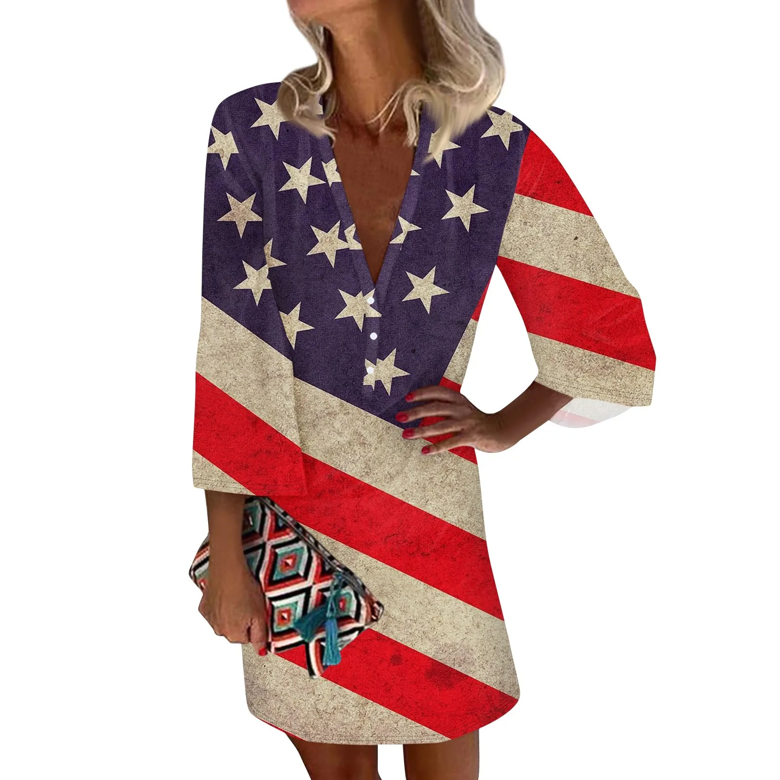 Dresses For Women Casual V Neck Casual Three Quarter Sleeve Dress Button Sundress Elegant And Pretty Women'S Dresses Comfortable
Dresses For Women Casual V Neck Casual Three Quarter Sleeve Dress Button Sundress Elegant And Pretty Women'S Dresses Comfortable