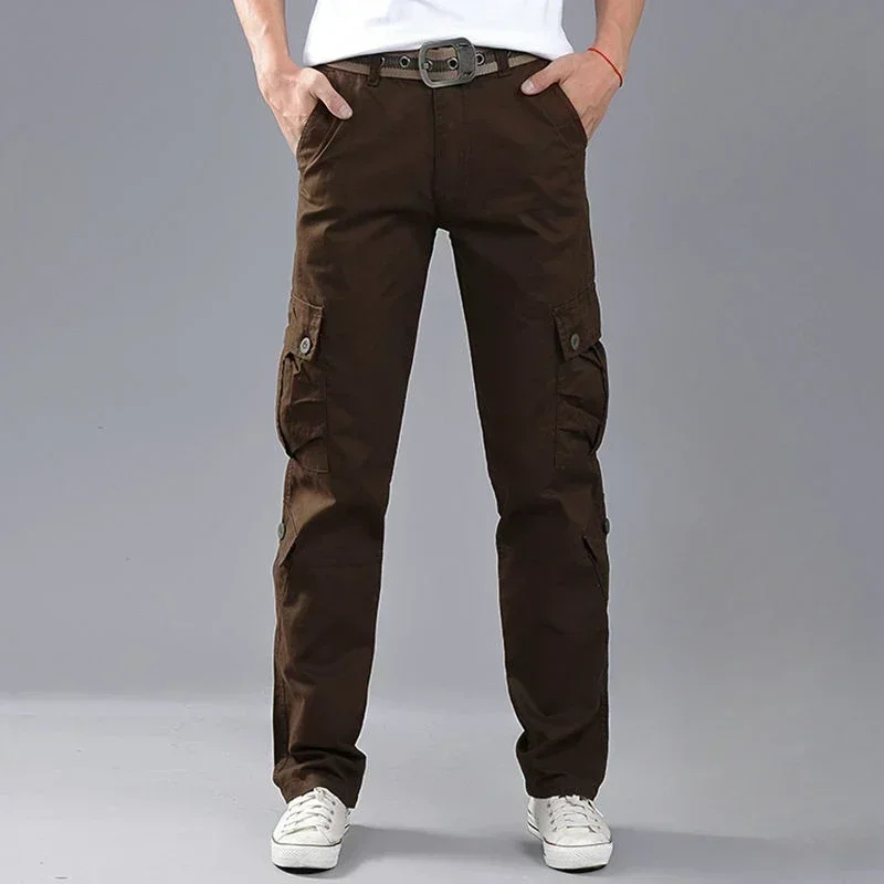 

Cargo Pants for Men Multipockets Khaki Straight Loose Trousers Man Multi Pocket Slacks Luxury Designer with Free Shipping Y2k