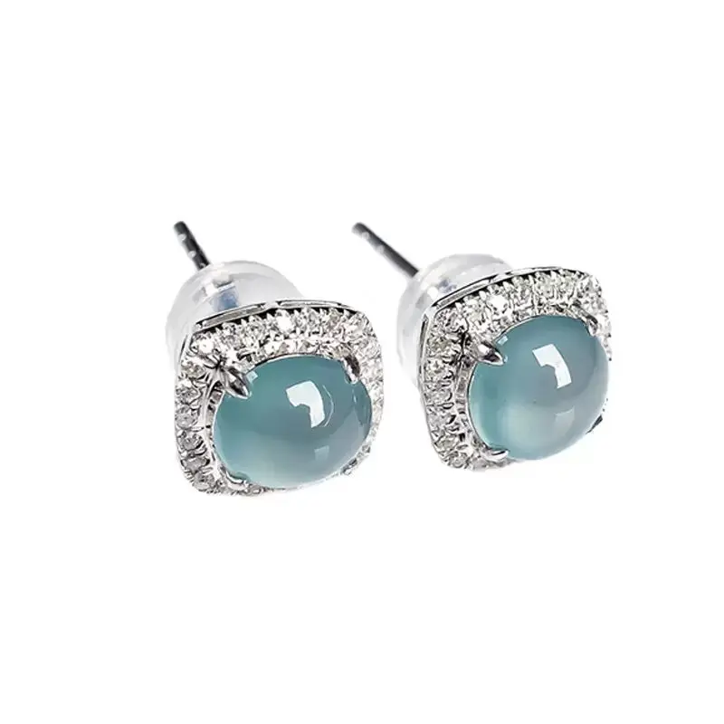 Natural ice blue chalcedony stud earings Exquisite ice transparent square earrings for women engagement wedding Jewelry gift
Natural ice blue chalcedony stud earings Exquisite ice transparent square earrings for women engagement wedding Jewelry gift
