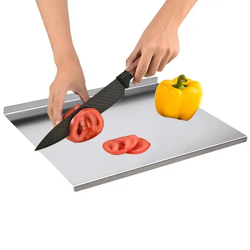 

Vegetable Cutting Board Multifunctional Chopping Tray Stainless Steel Rolling Slab With Lip Large Dough Kneading Tool accessory