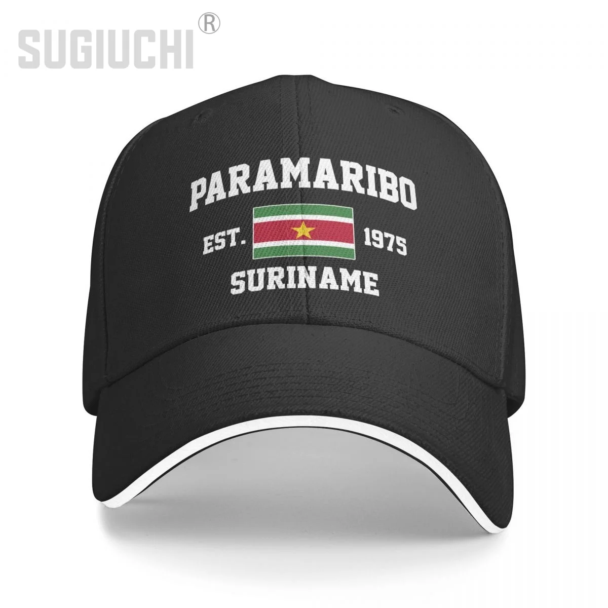 Бейсболка Suriname EST.1975, капитал Парамарибо для мужчин и женщин, унисекс, в стиле хип-хоп, сэндвич, головной убор, рыбалка 
Бейсболка Suriname EST.1975, капитал Парамарибо для мужчин и женщин, унисекс, в стиле хип-хоп, сэндвич, головной убор, рыбалка