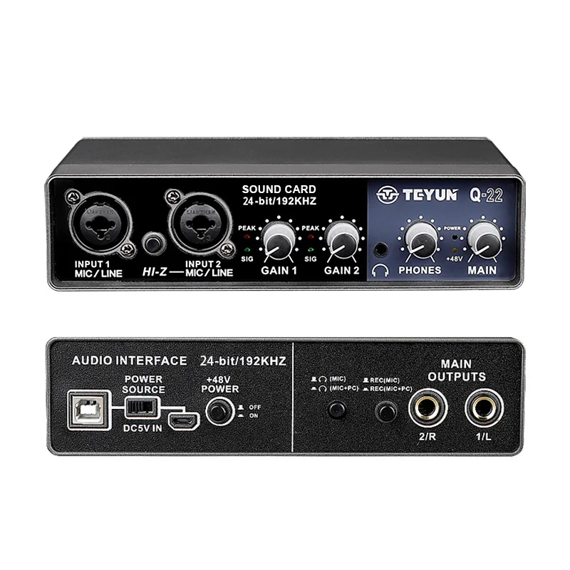 TeyunQ22 Audio Interface Sound Table Live Recording of Electric Guitar Sound Card Studio Record Professional Equipment Portable
TeyunQ22 Audio Interface Sound Table Live Recording of Electric Guitar Sound Card Studio Record Professional Equipment Portable