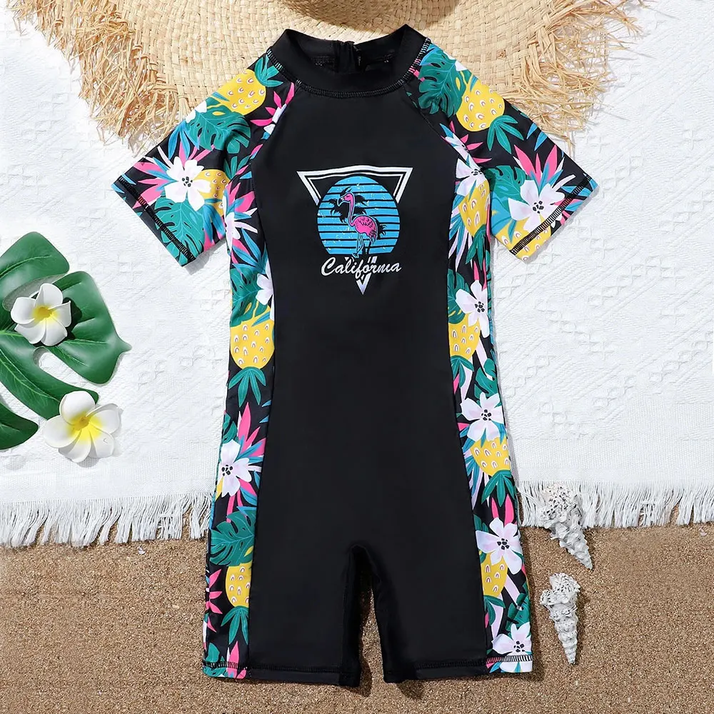 Girls Tropical Floral Print One Piece Swimsuit Kids High Neck Surfing Wetsuit 7-14 Years Swimming Rushgurd Bodysuit Beachwear
Girls Tropical Floral Print One Piece Swimsuit Kids High Neck Surfing Wetsuit 7-14 Years Swimming Rushgurd Bodysuit Beachwear