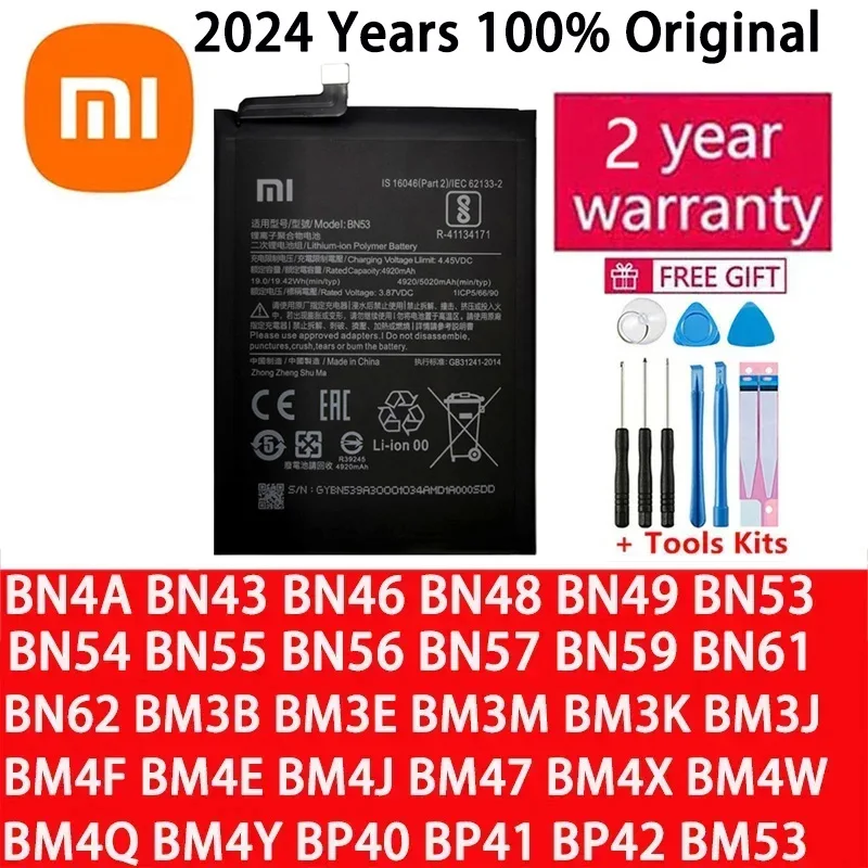 

Battery For Xiaomi Mi Redmi Note Pocophone Poco F1 F2 K20 F3 X3 K30 4 4X K40 5 6 7 7A 8 8T 9 9A 9S 9T 10 10X 10S 10T 11 Pro Lite