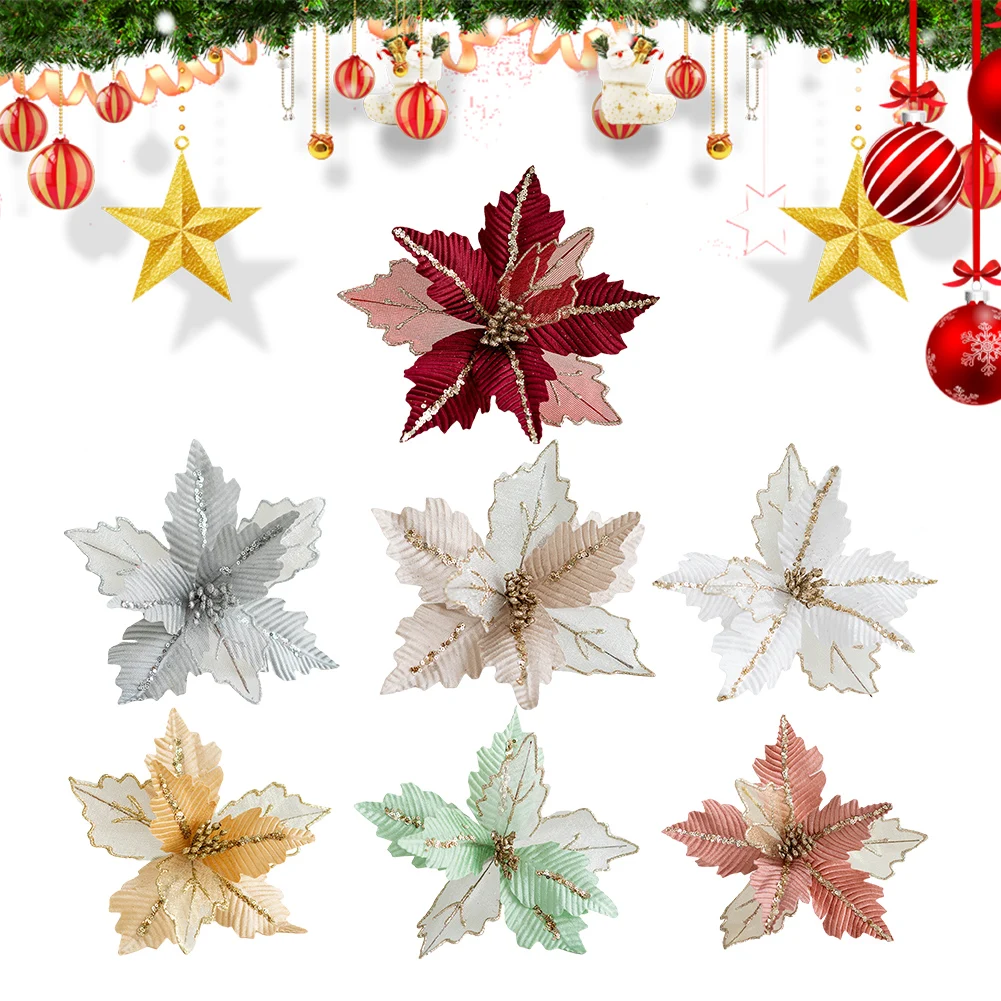 Christmas Poinsettia Glitter Flower Simulate Christmas Flower Fake Christmas Bouquet Flower Xmas Tree Yard Festival Party Decor
Christmas Poinsettia Glitter Flower Simulate Christmas Flower Fake Christmas Bouquet Flower Xmas Tree Yard Festival Party Decor