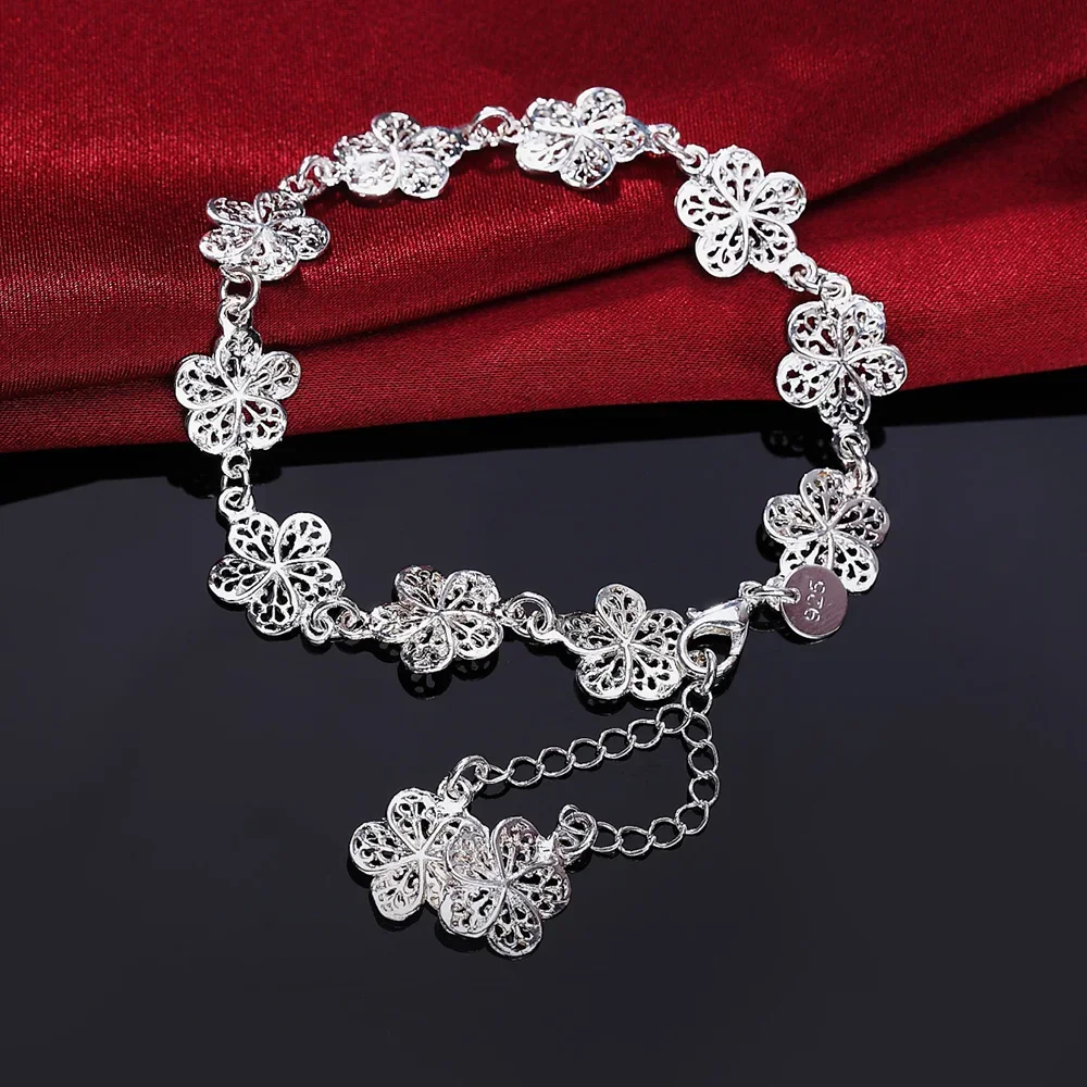 Fashion Trend 925 Sterling Silver Flowers Bracelet for Woman Fine Luxury Jewelry Wedding Accessories Party Gifts
Fashion Trend 925 Sterling Silver Flowers Bracelet for Woman Fine Luxury Jewelry Wedding Accessories Party Gifts