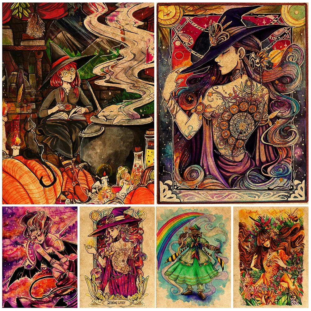 Wicked Wonderland And The Zodiac Witch Art Poster And Print Sunset Unicorn And Witches Brew Vintage Wall Art Canvas Painting
Wicked Wonderland And The Zodiac Witch Art Poster And Print Sunset Unicorn And Witches Brew Vintage Wall Art Canvas Painting