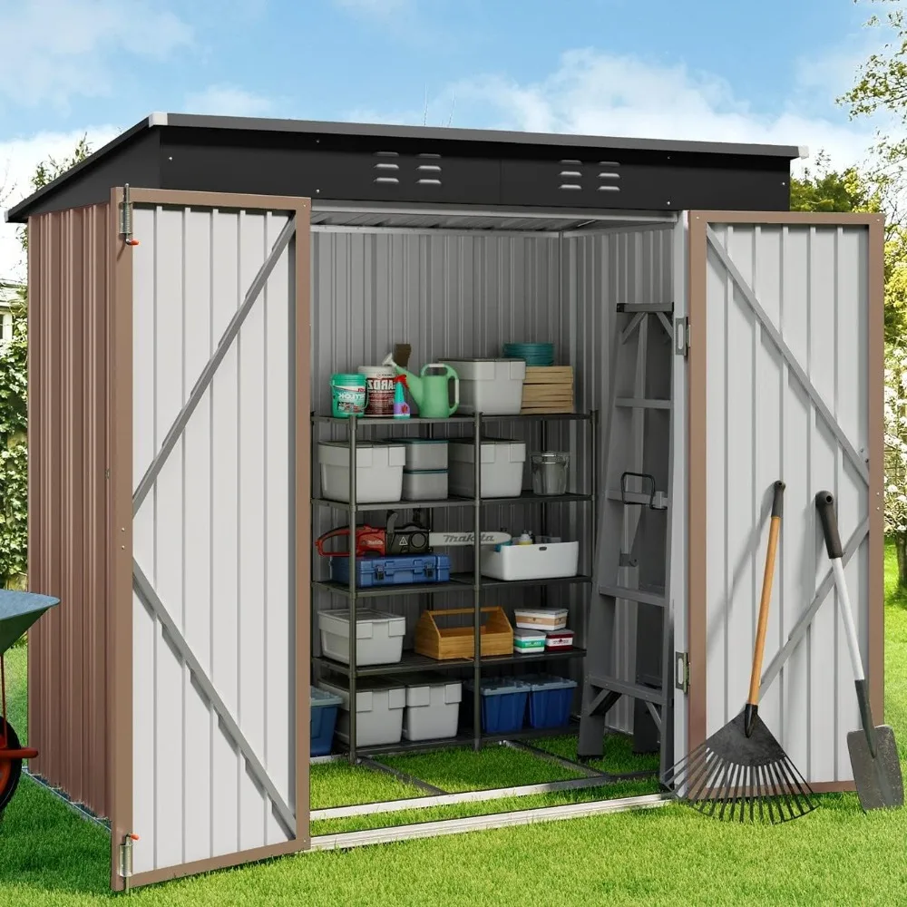 6' x 4' Outdoor Storage Shed with Double Lockable Doors, Anti-Corrosion Metal Garden Shed with Base Frame, Waterproof She
6' x 4' Outdoor Storage Shed with Double Lockable Doors, Anti-Corrosion Metal Garden Shed with Base Frame, Waterproof She