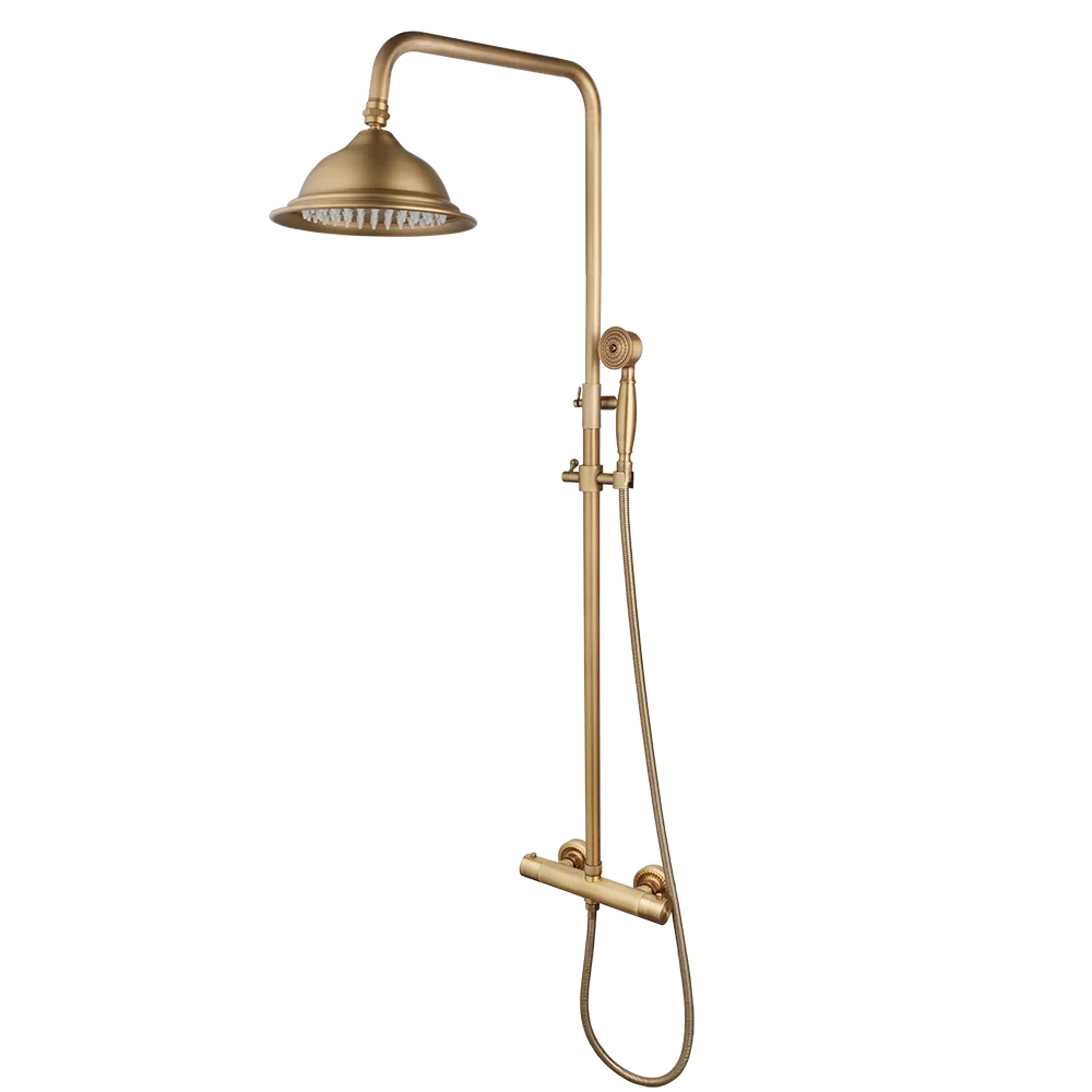NEW Antique Brass Thermostatic Shower System, Rainfall Faucet Set, Mixer with Rain
NEW Antique Brass Thermostatic Shower System, Rainfall Faucet Set, Mixer with Rain