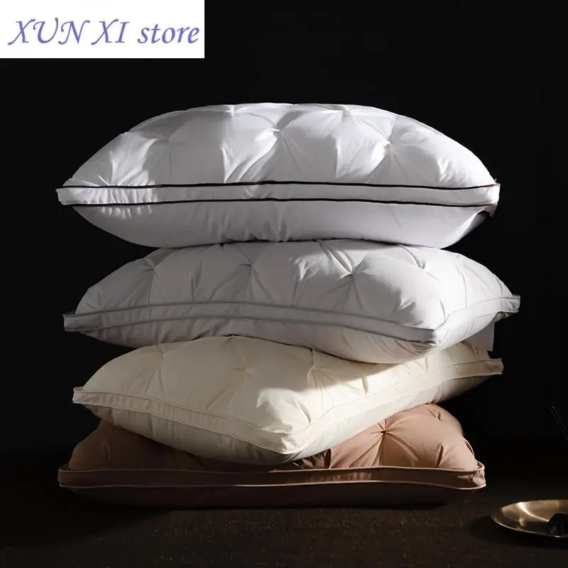 

Bedding Bed Pillows for Sleeping 100% Cotton Cover with 95% Goose Feather Filling 3D Bread Down Pillow Standard Queen Size