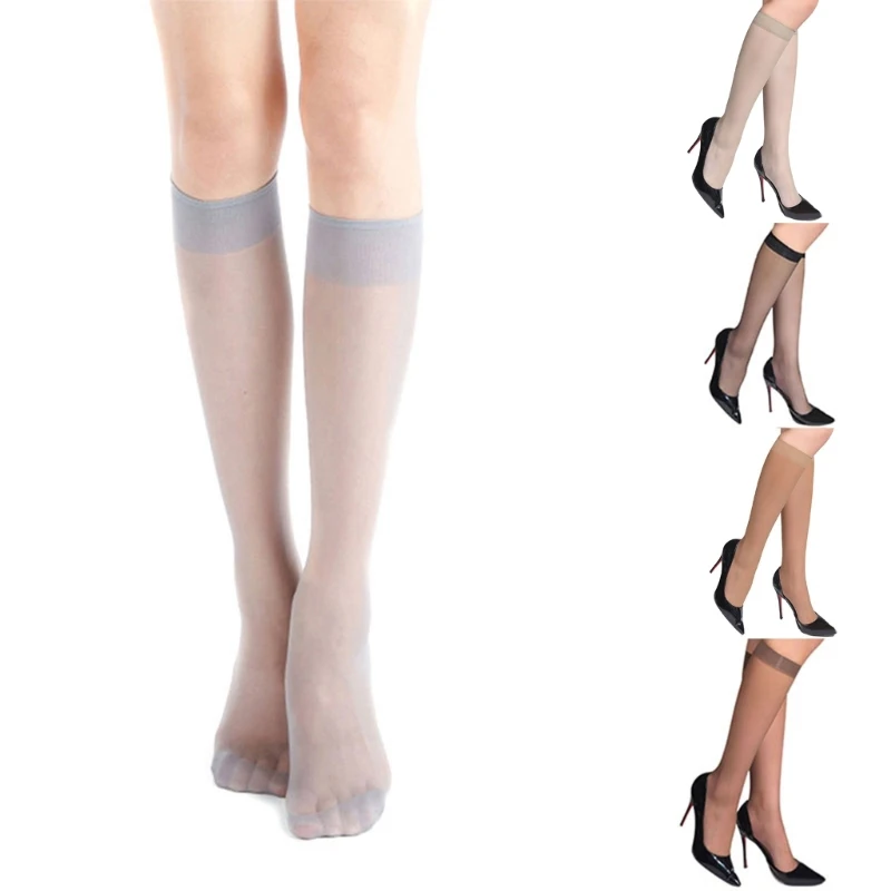 

Women Knee High Silk Stockings 1 Pair Transparent Socks Supplies for Female Costume Cosplay Matching