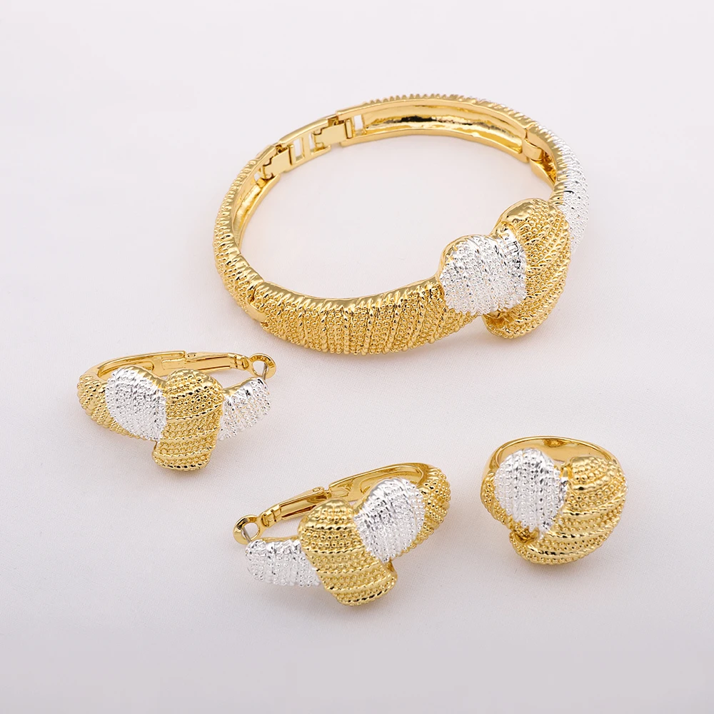 Saudi Arabia Elegant Women's Charm Bracelet Gold Color Earrings Ring Fashion Design Versatile Christmas Jewelry Gifts
Saudi Arabia Elegant Women's Charm Bracelet Gold Color Earrings Ring Fashion Design Versatile Christmas Jewelry Gifts