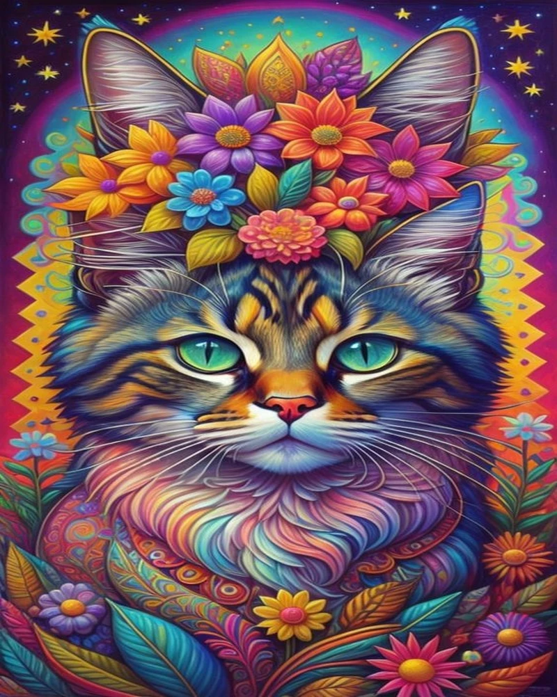 

Алмазная живопись JMINE Div 5D с рисунком кота, Селфи, цветка, радуги, звезды, наборы для вышивки крестиком, искусство, животные, 3D Рисование алмазами