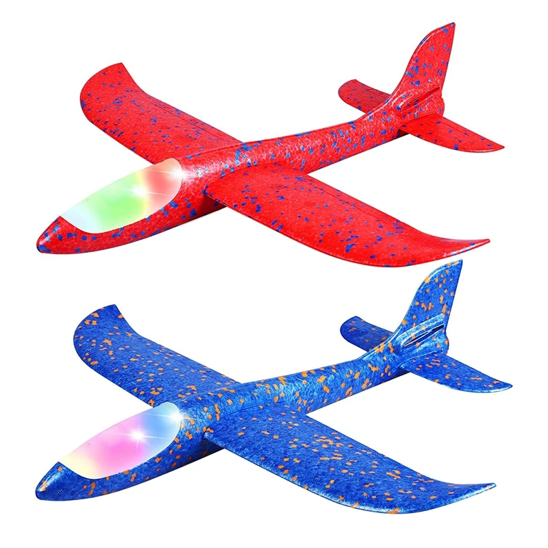 

2Pack LED Light Airplane Toys Throwing Foam Plane Flashing Luminous Glider Plane Outdoor Sport Birthday Party Favors