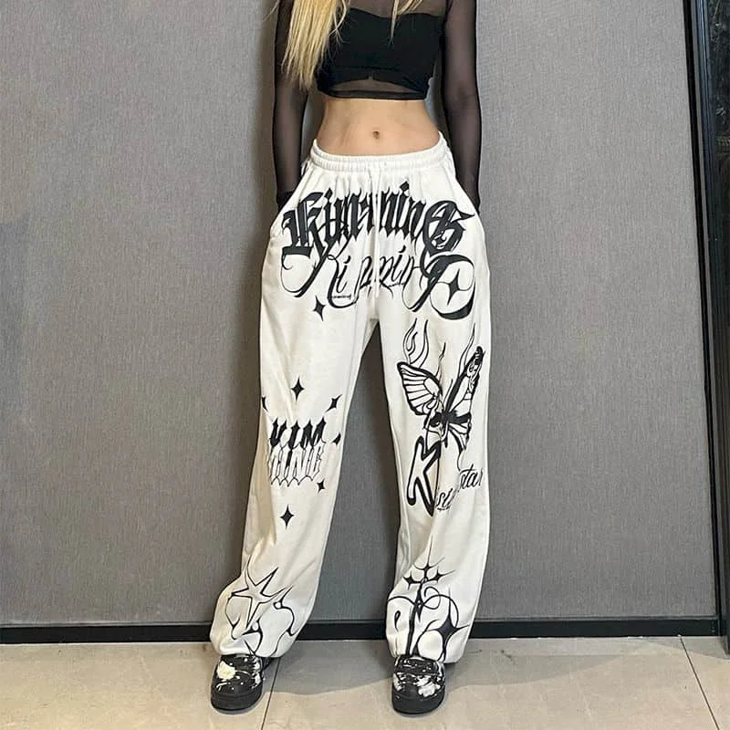 Jazz Pants Women's Pants Fashion Sport LOOSE Trousers Oversize Poor Handwriting Gothic Sweatpants Wide Leg Pants Women Clothing
Jazz Pants Women's Pants Fashion Sport LOOSE Trousers Oversize Poor Handwriting Gothic Sweatpants Wide Leg Pants Women Clothing