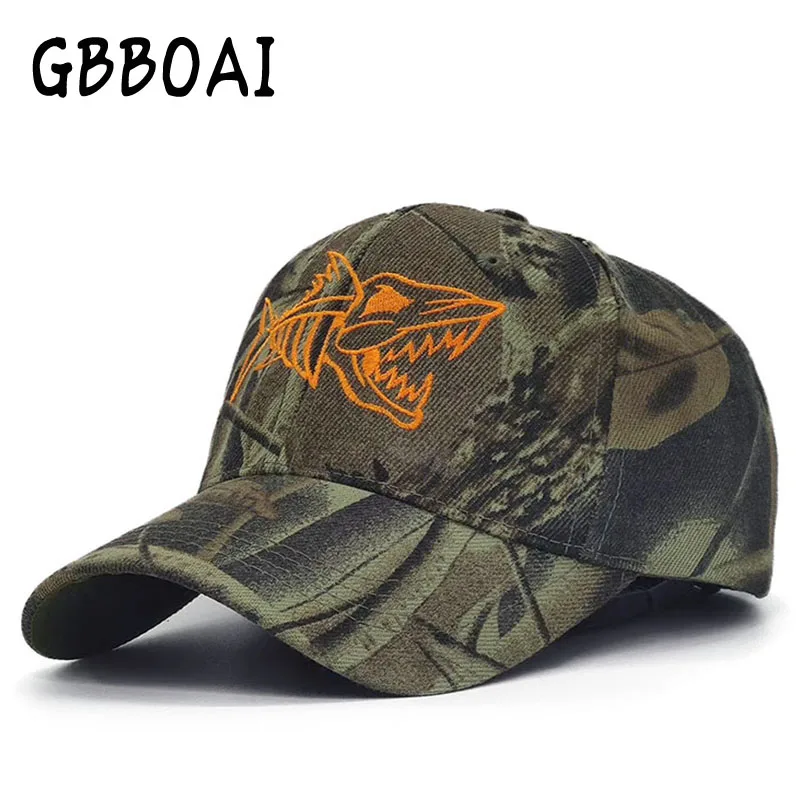 

New Embroidery Fish Men's Baseball Cap For Women Camo Snapback Hat Gorras Casual Casquette Outdoor Hunting Hats