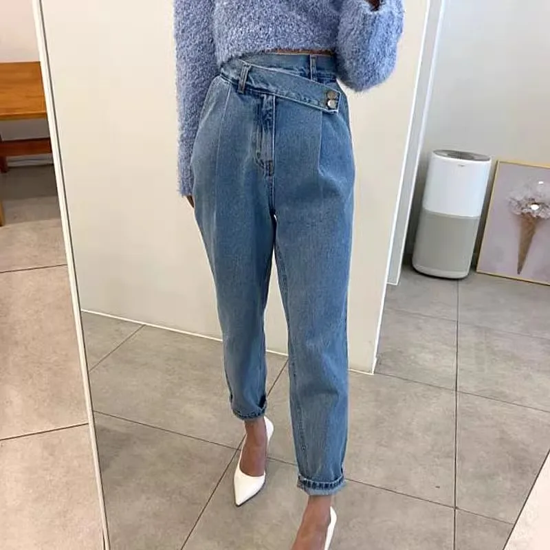 Women Korean Solid Blue Jeans Pants 2023 Harajuku Irregularity Denim Harem Trousers Hot Loose Straight Jean Pantalones P008
Women Korean Solid Blue Jeans Pants 2023 Harajuku Irregularity Denim Harem Trousers Hot Loose Straight Jean Pantalones P008