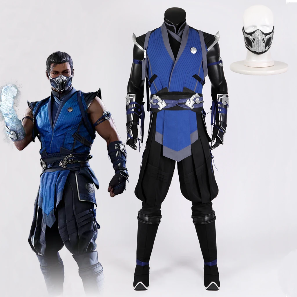 

Mortal Kombat 1 Sub-Zero Cosplay Costume Top Pants Mask Shoes Full Set For Adult Men Halloween Party Clothes Game Role Play Suit