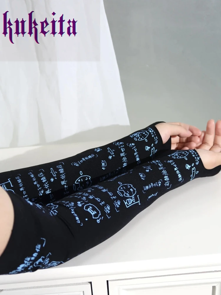 Длинные Готические перчатки без пальцев Kukeita Харадзюку Y2k панк для девочек кавайный мультяшный принт рукава рукавицы гранж перчатки уличная одежда 
Длинные Готические перчатки без пальцев Kukeita Харадзюку Y2k панк для девочек кавайный мультяшный принт рукава рукавицы гранж перчатки уличная одежда